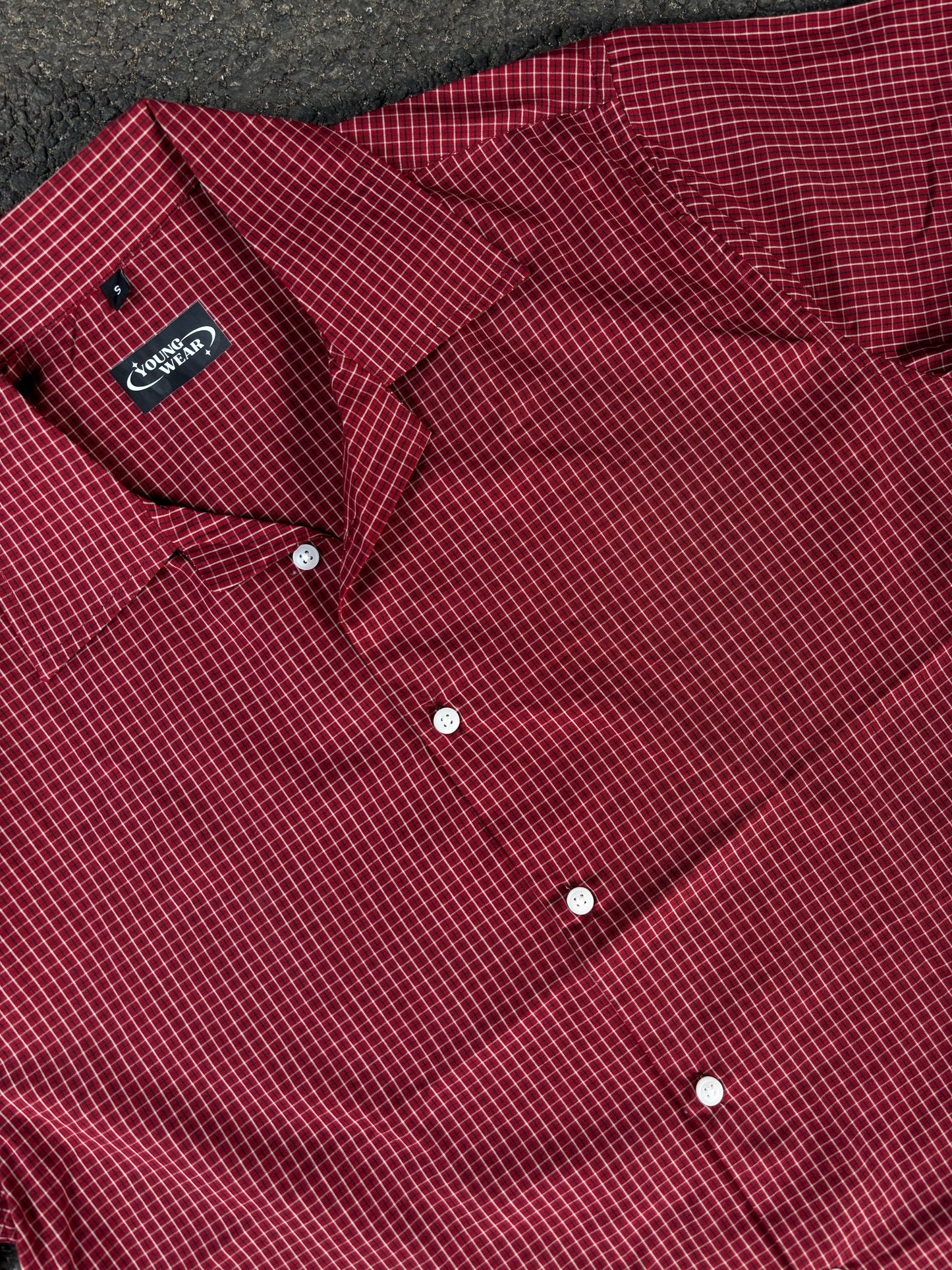 Red checks cropped boxy shirt