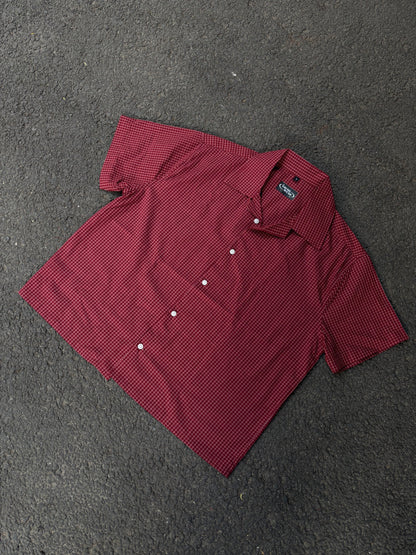 Red checks cropped boxy shirt