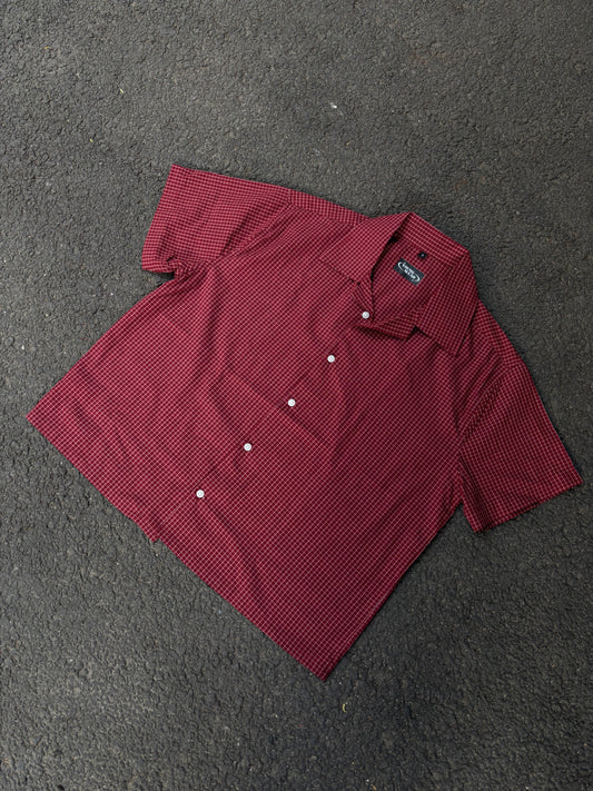 Red checks cropped boxy shirt