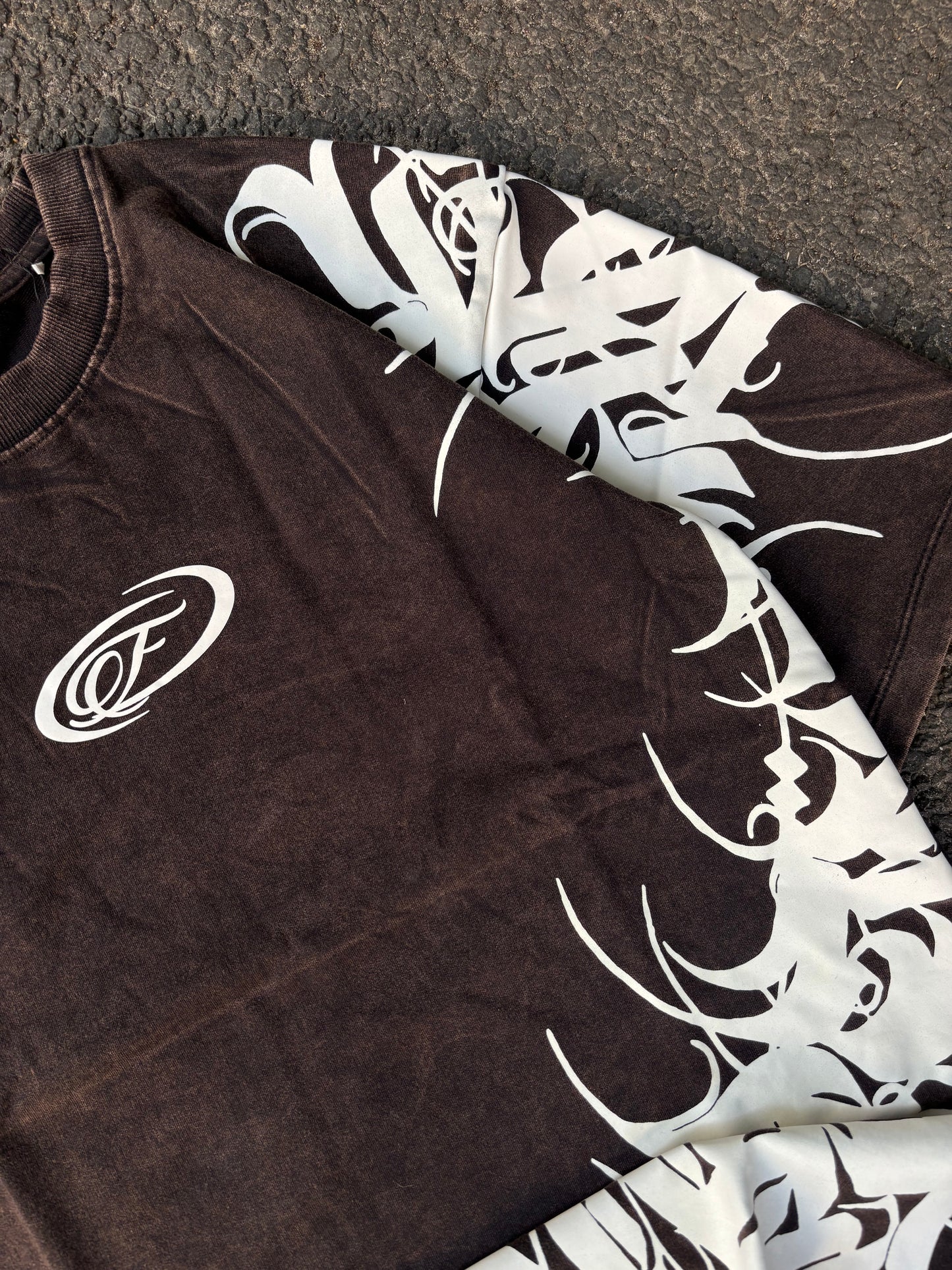 Strokes brown acid washed oversized tee