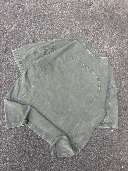 Space green acid wash oversized tee
