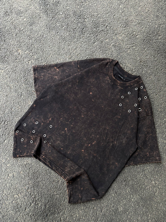 Rings acid wash oversized tee