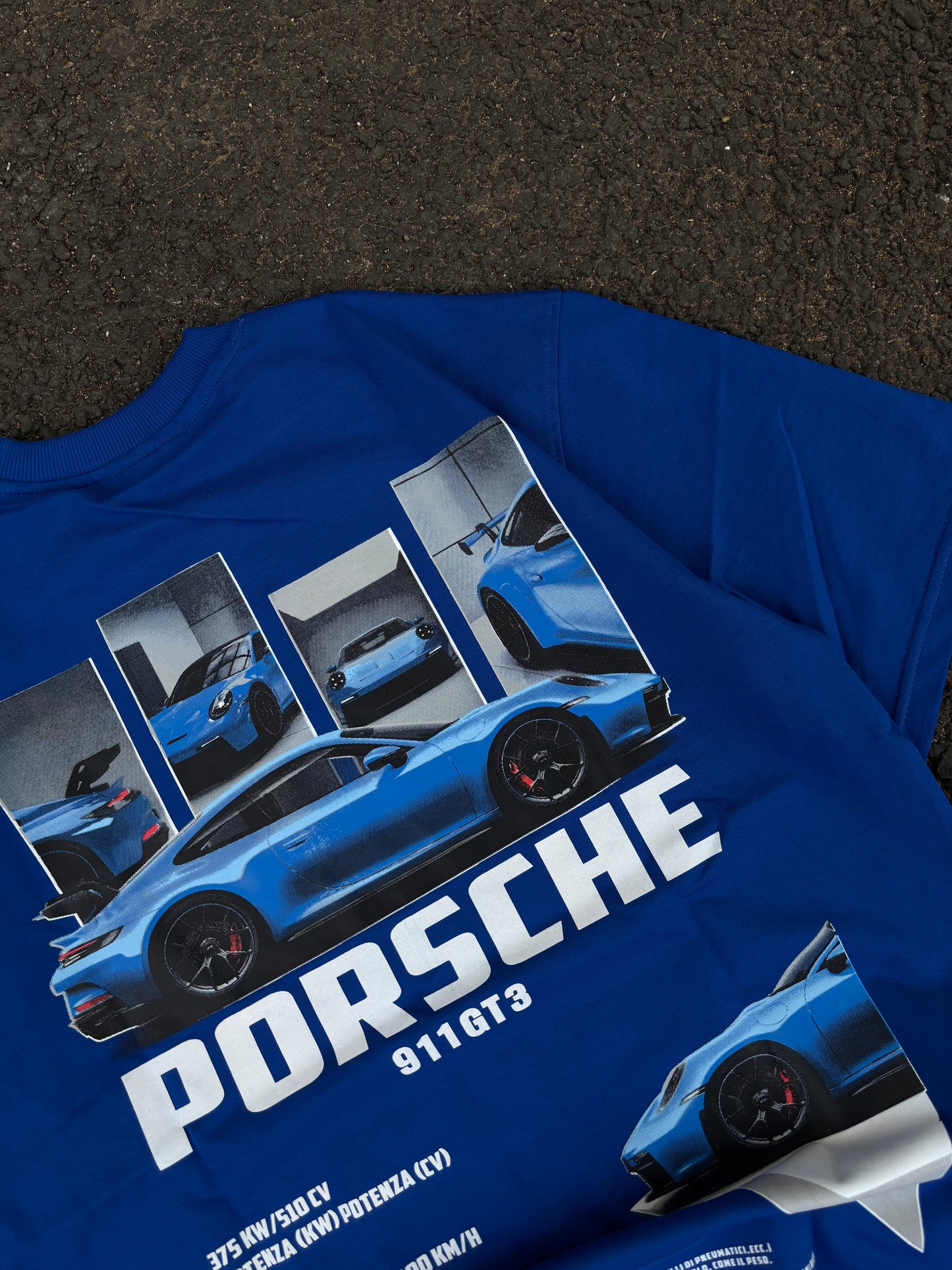 Porsche blue oversized tee