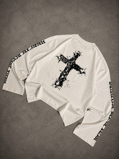 Cross white full sleeve tee