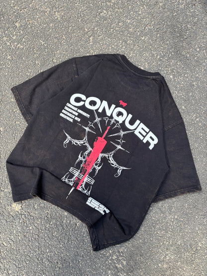 Conquer acid wash oversized tee