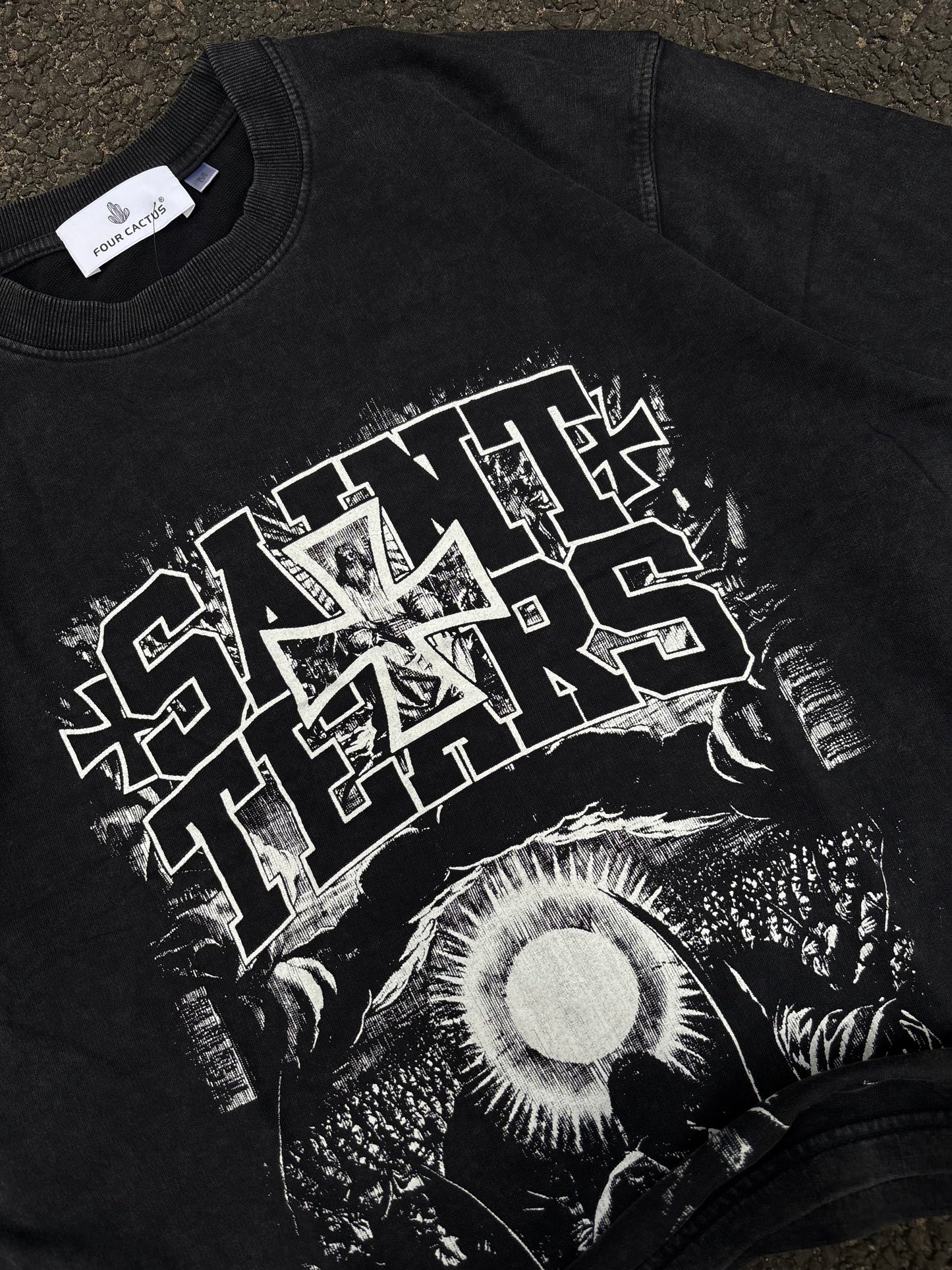 Saint tears acid wash oversized tee