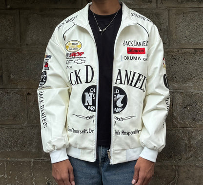 J&D white lather jacket