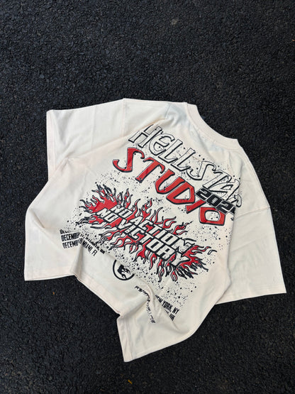 No action beige oversized tee