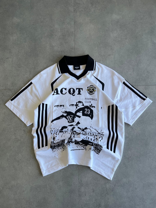 Acqt white polo tee