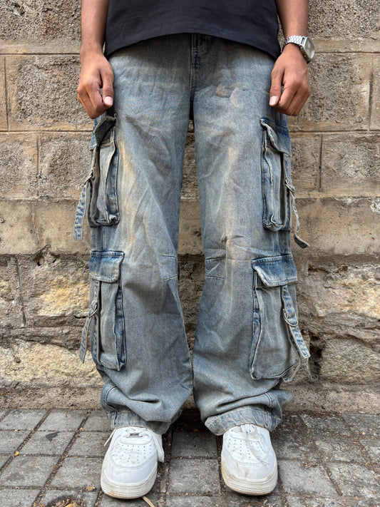 Blue baggy cargos