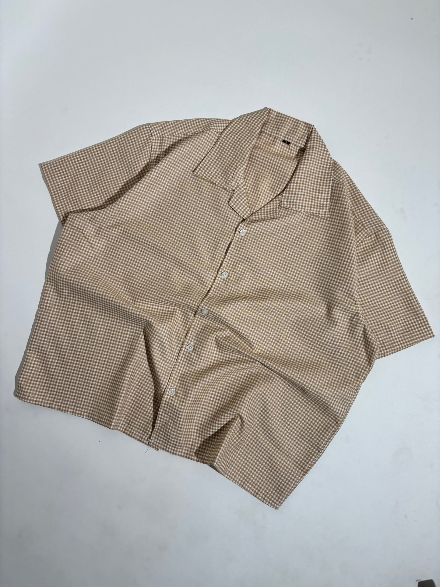 Beige checks boxy shirt