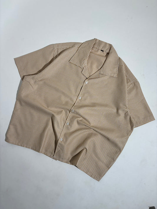 Beige checks boxy shirt