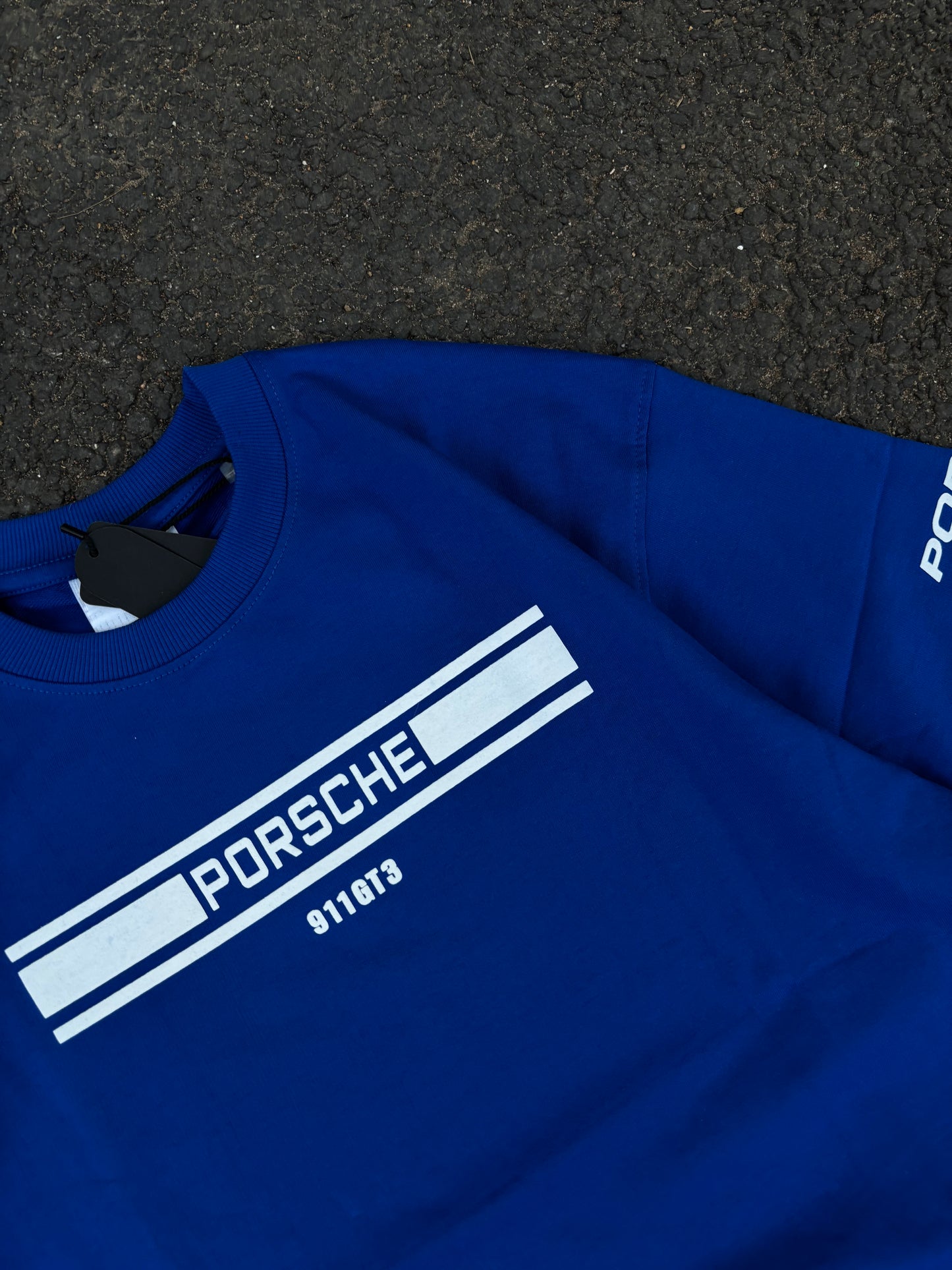 Porsche blue oversized tee