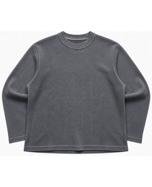 Washed crop fitted waffle tee