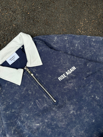 Blue acid wash oversized polo tees
