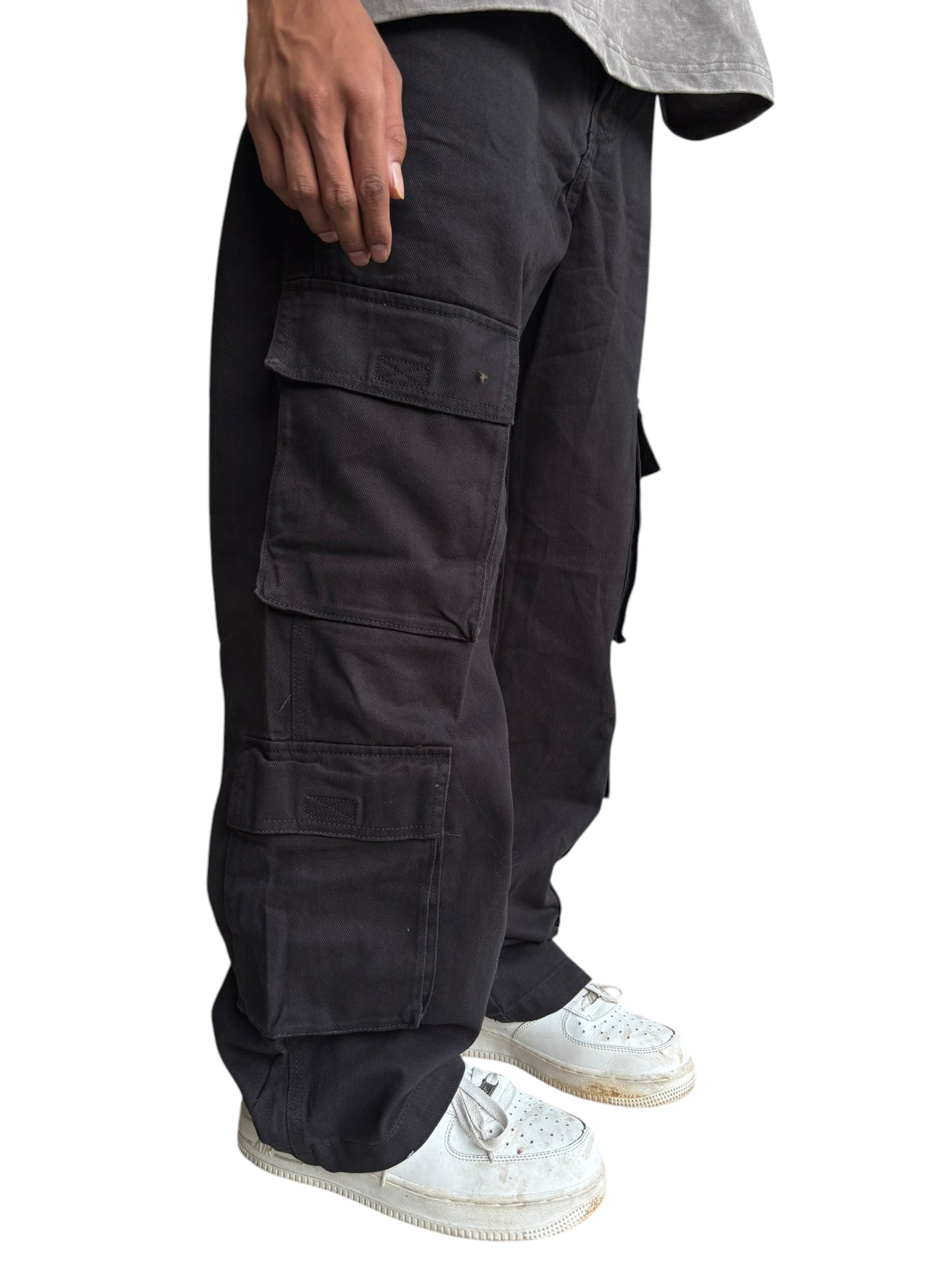 Black baggy premium cotton cargo