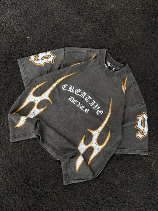 Creative acid wash oversized tee