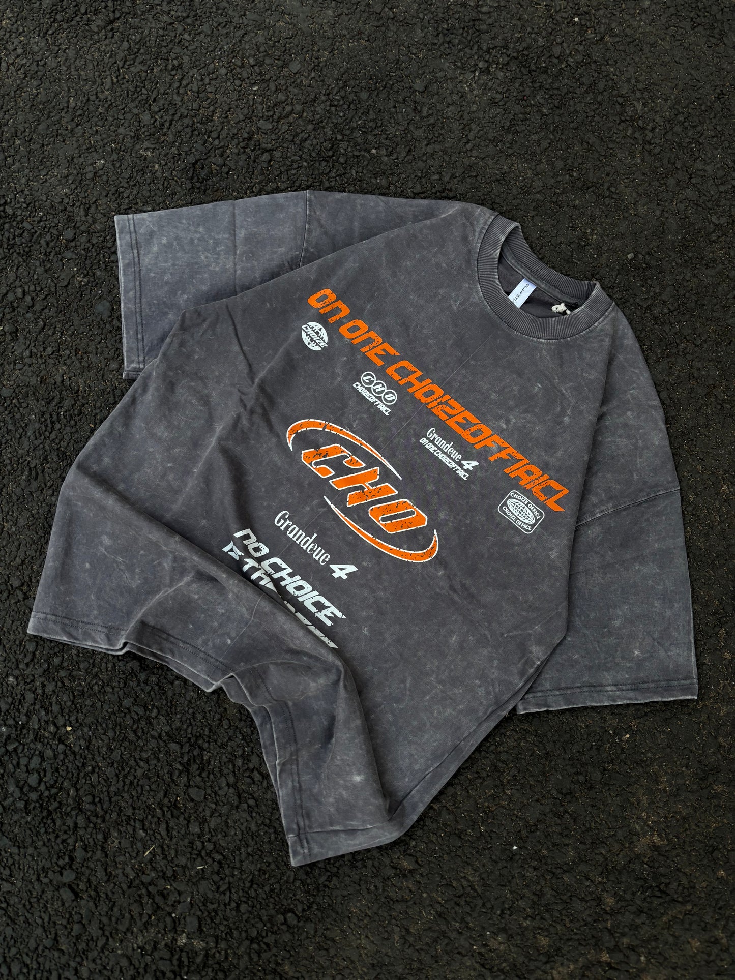 Cho grey acid wash oversized tee