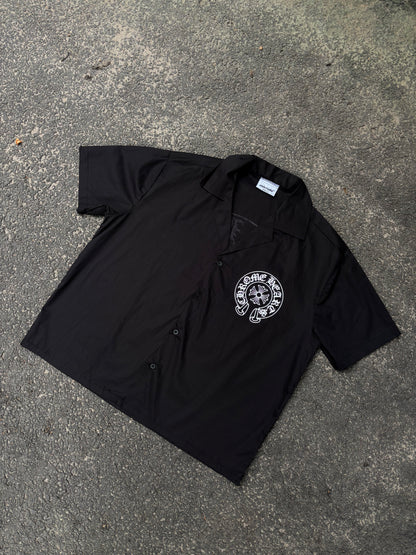 Hearts black cropped boxy shirts