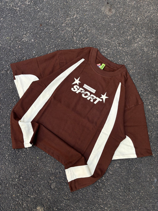 Sport brown and beige oversized tee