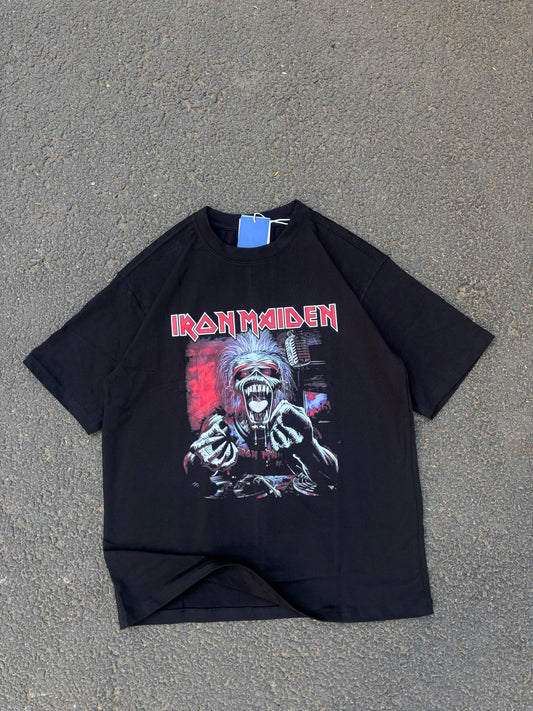 Iron maiden black oversized tee