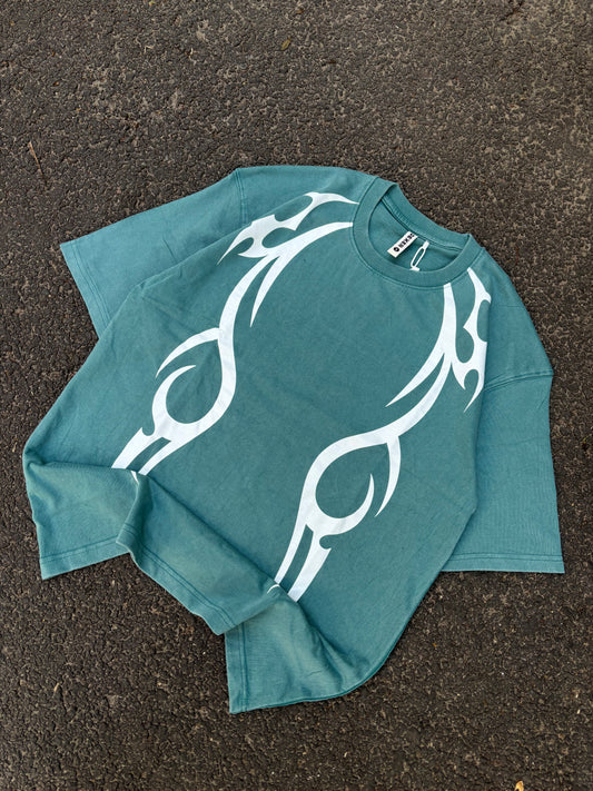 Wave acid wash oversized tee