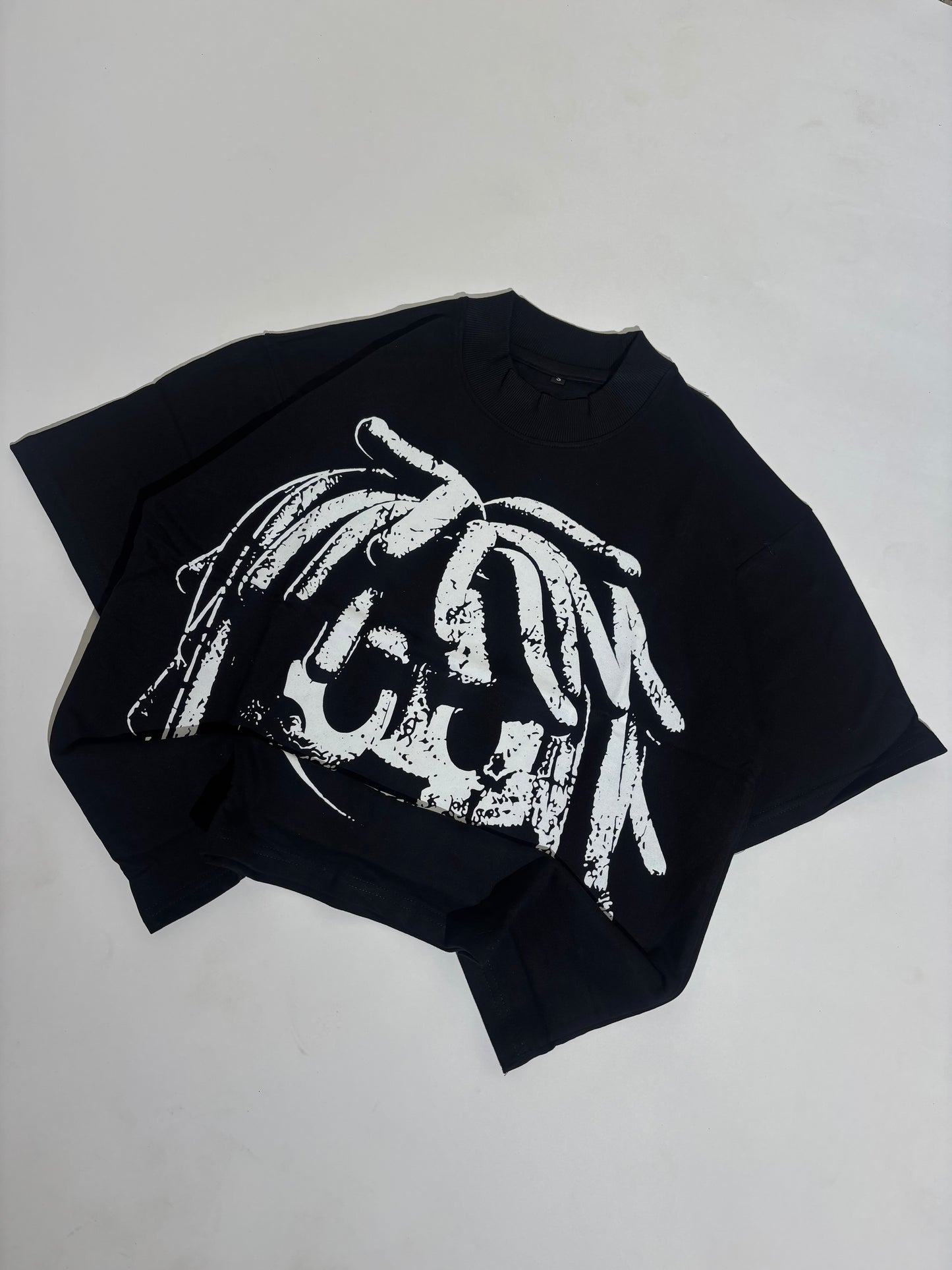 Stack black cropped oversized tee