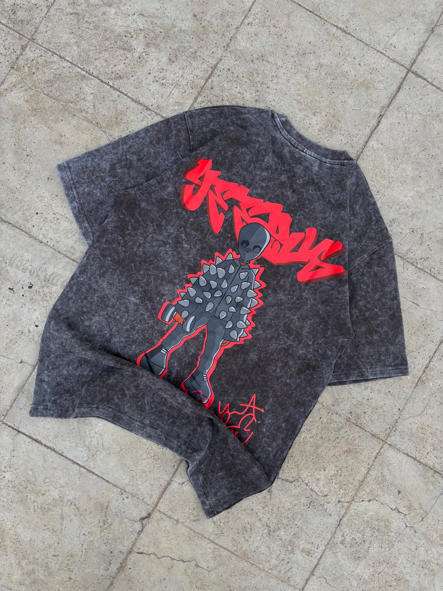 West acid wash oversized tee