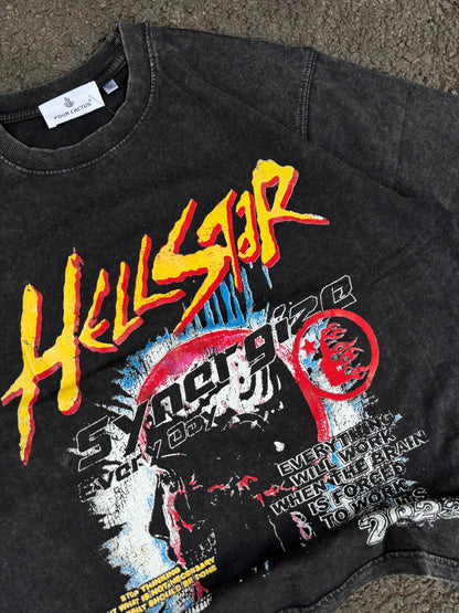 Hell star oversized acid wash Tee