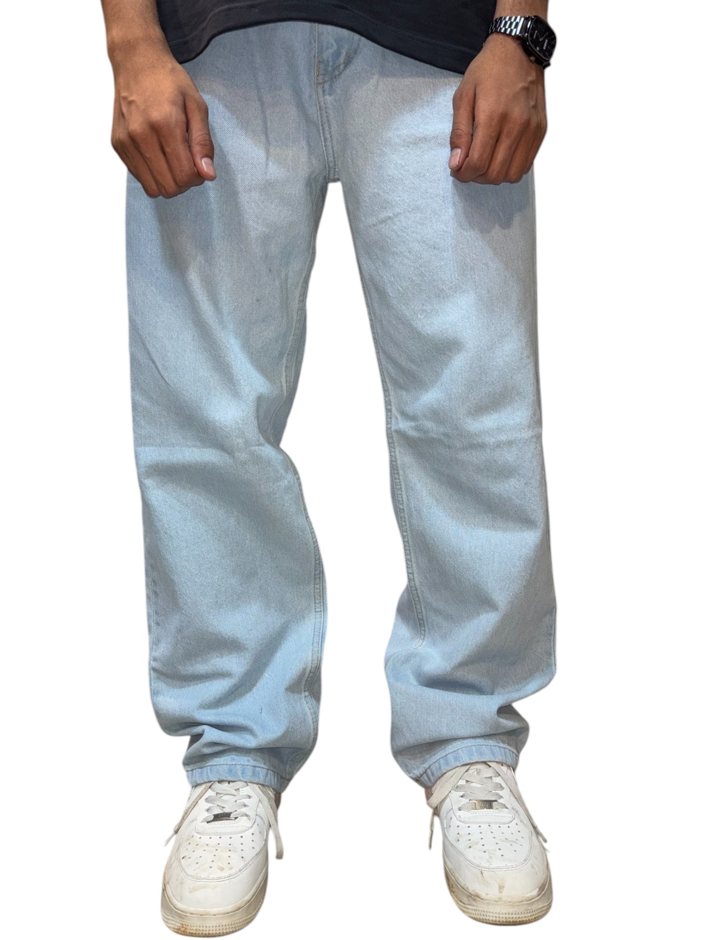 Ice blue straight fit pants