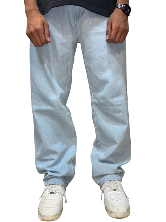 Ice blue straight fit pants