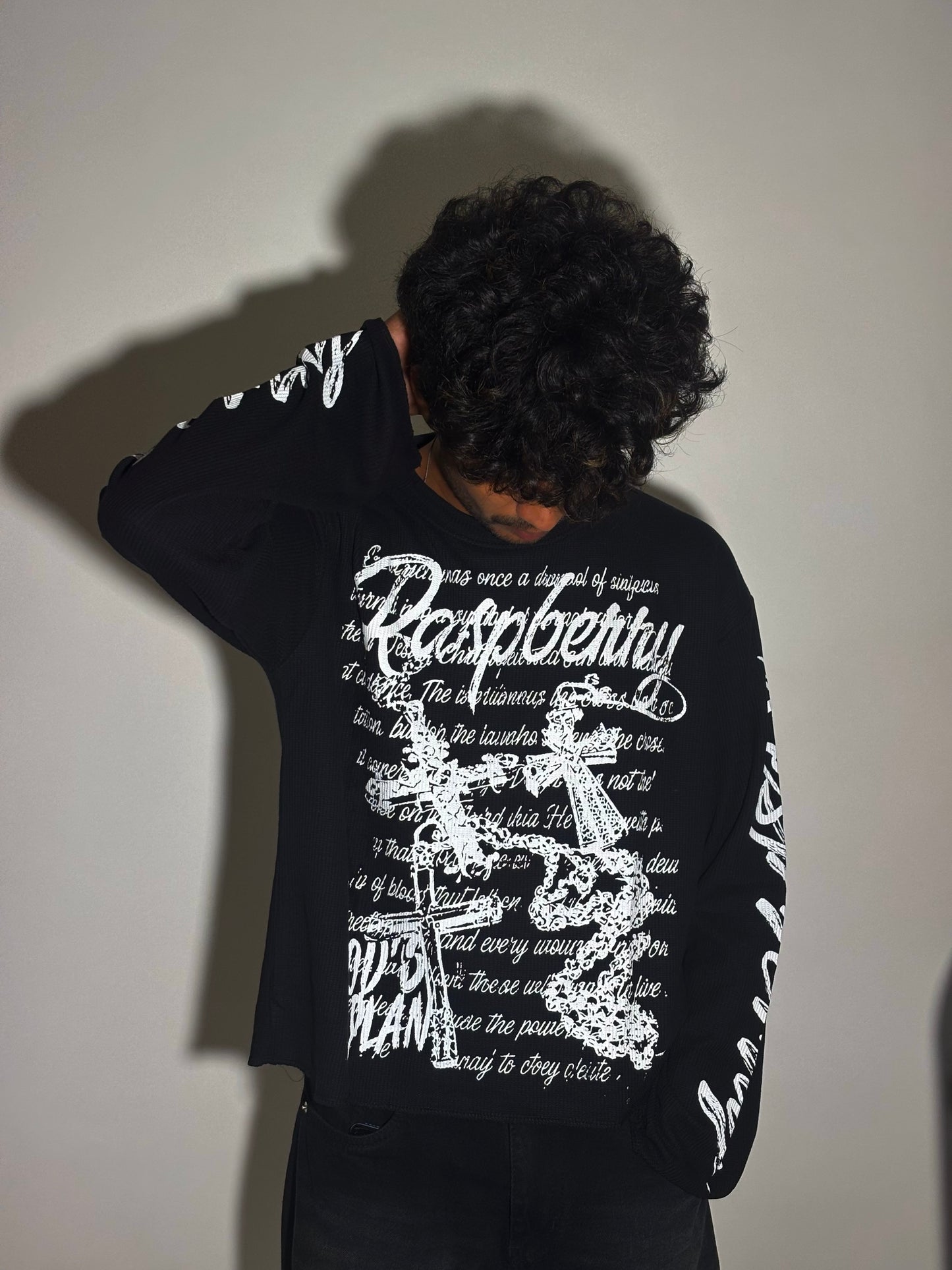 Rasp printed waffle tee