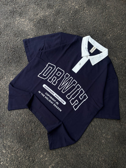 DRWIH black oversized polo tee