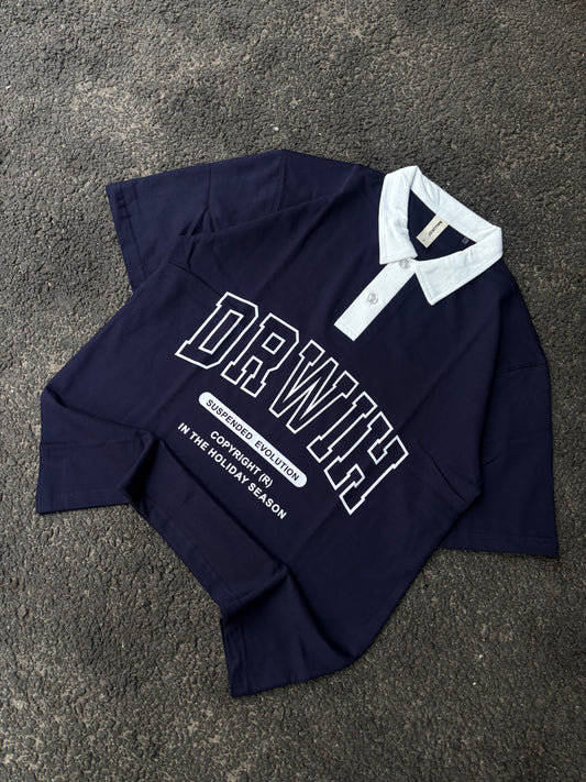 DRWIH black oversized polo tee