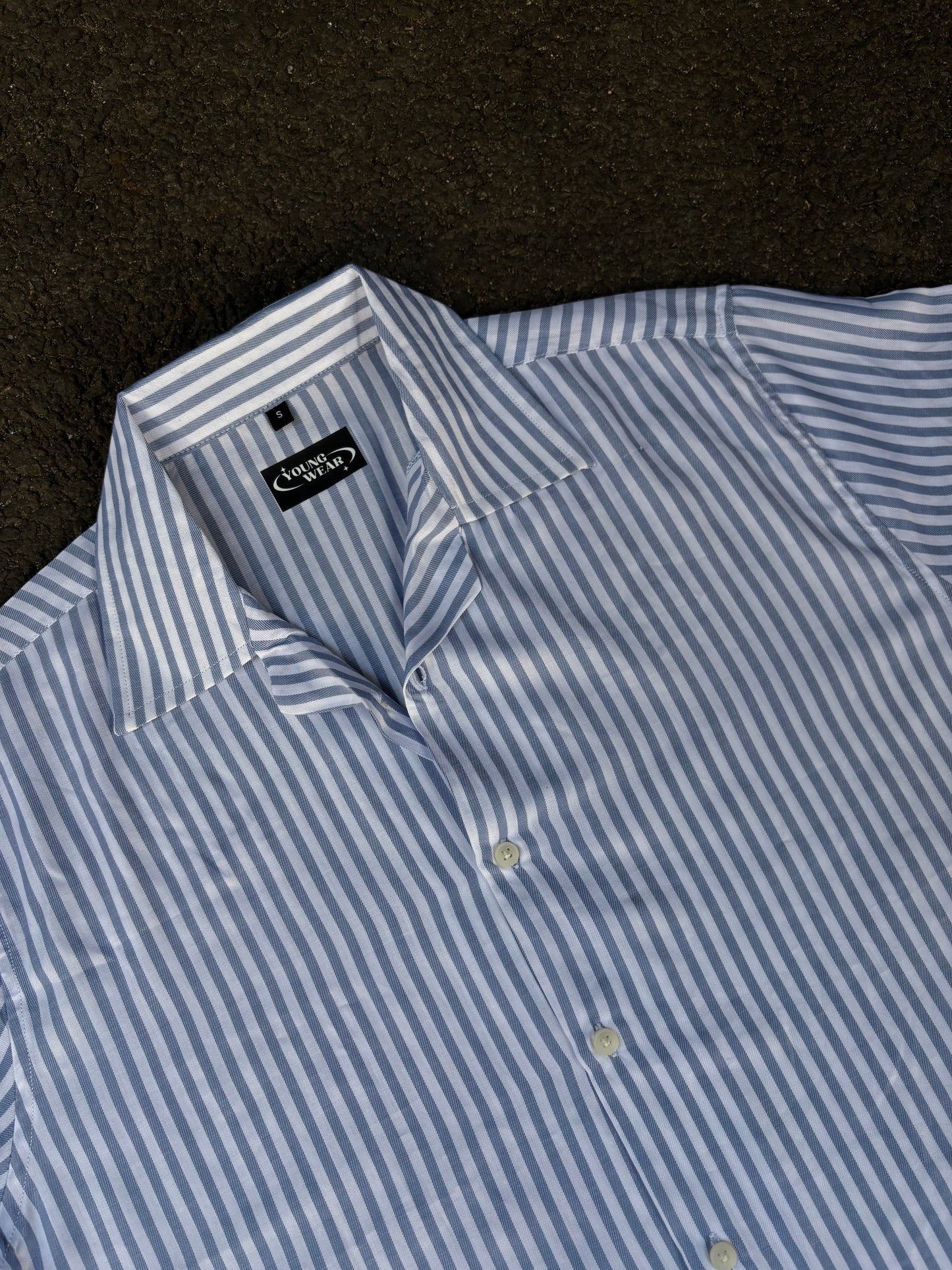 Blue striped cropped boxy shirt