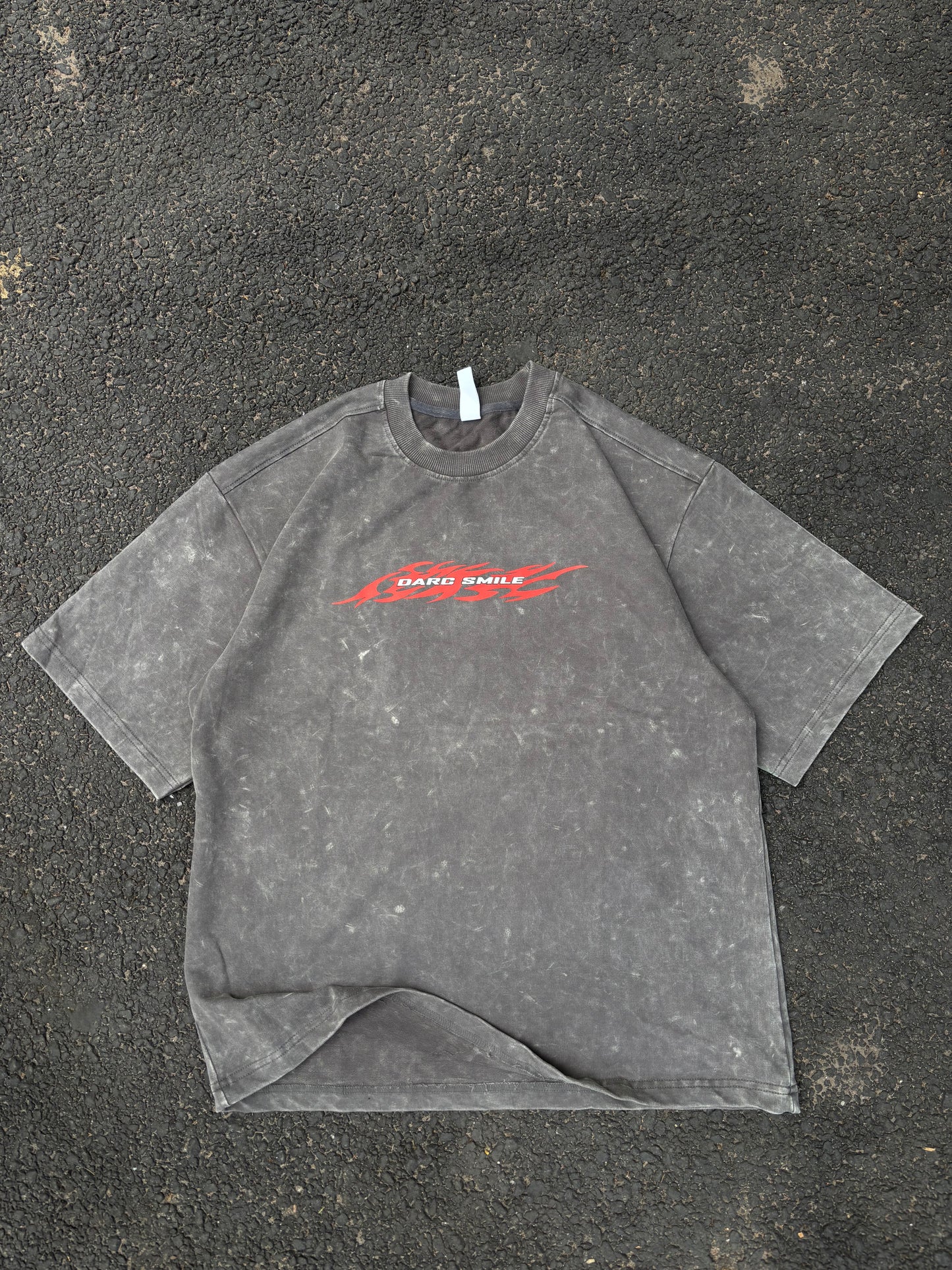 Darc smile grey acid wash oversized tee