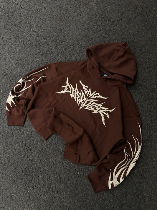Brown symmetry oversized hoodie