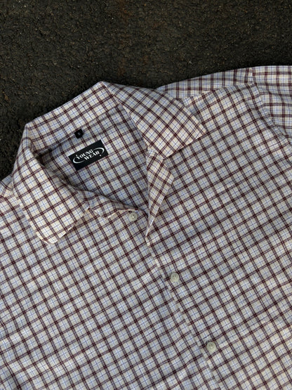 Mocha checks cropped boxy shirt