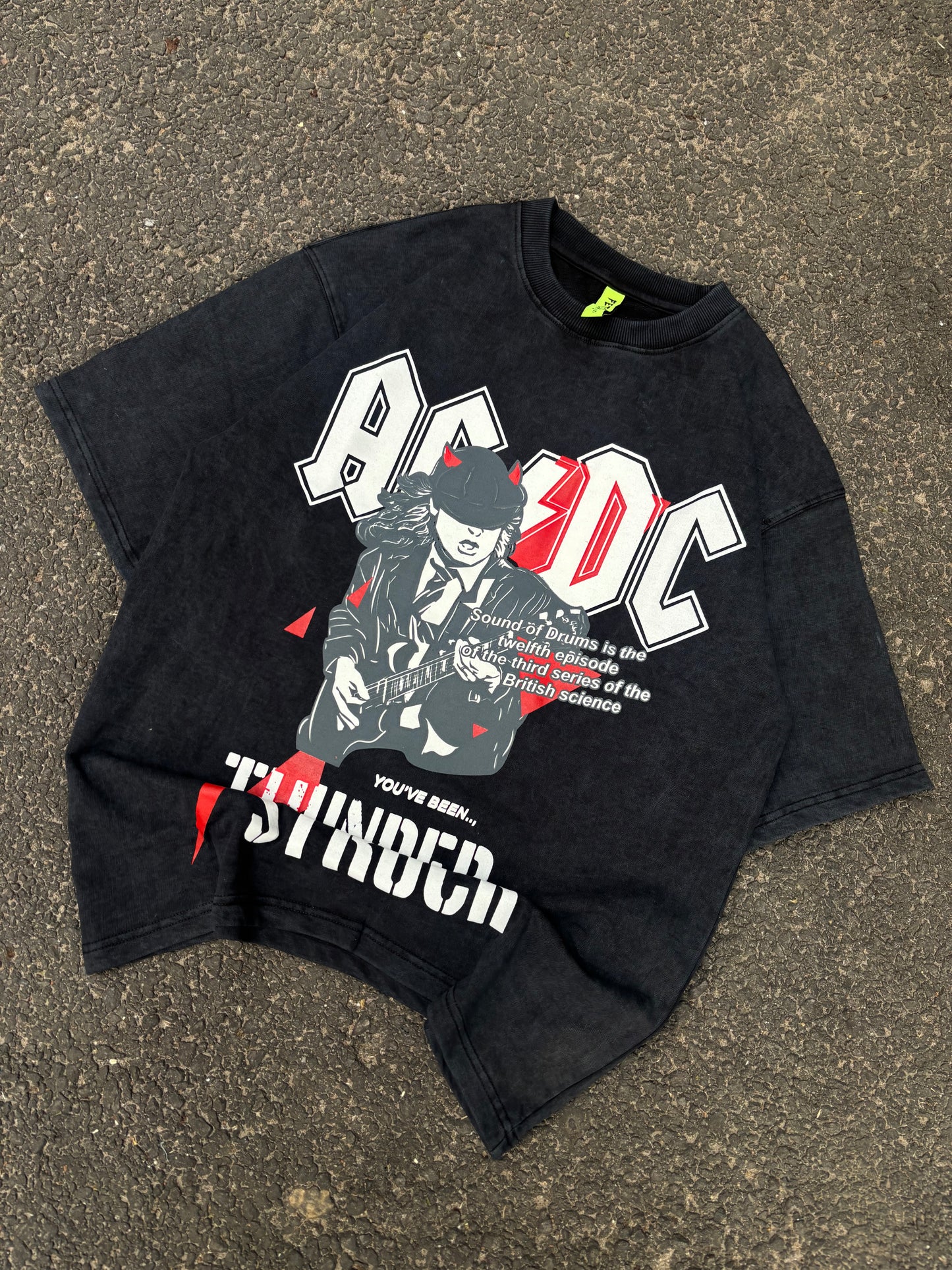 AC/DC acid wash oversized tee