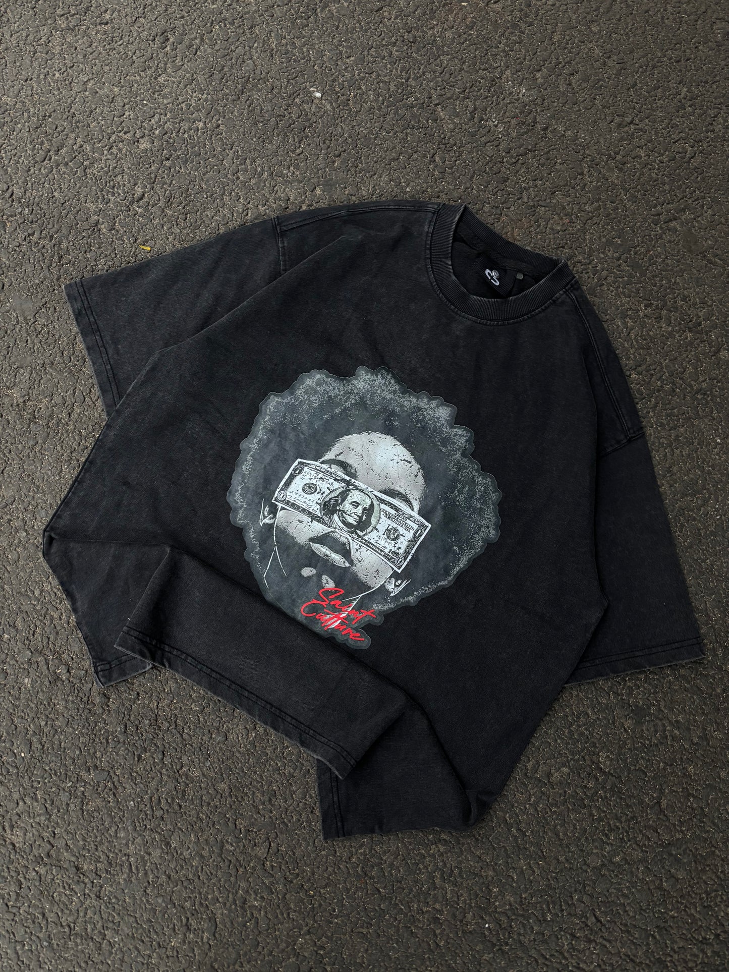 Dollar acid wash oversized tee