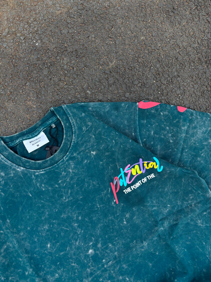 Direction green acid wash oversized tee
