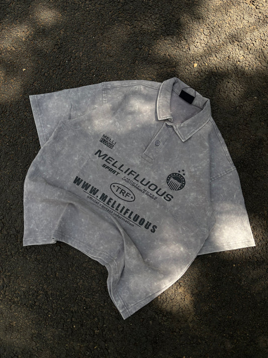 Mellifluous acid wash oversized polo tee