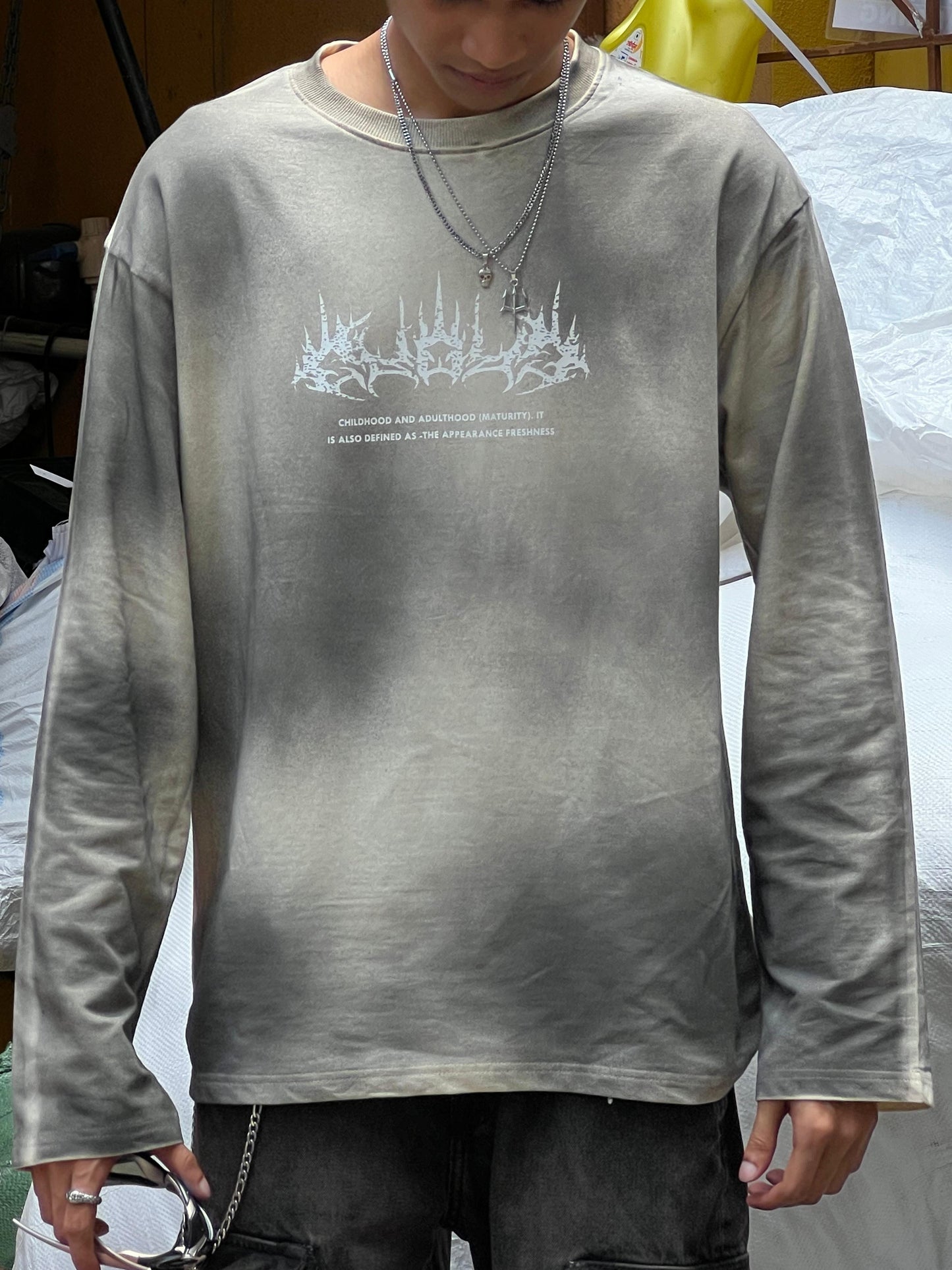 Grey gothic oversized tee
