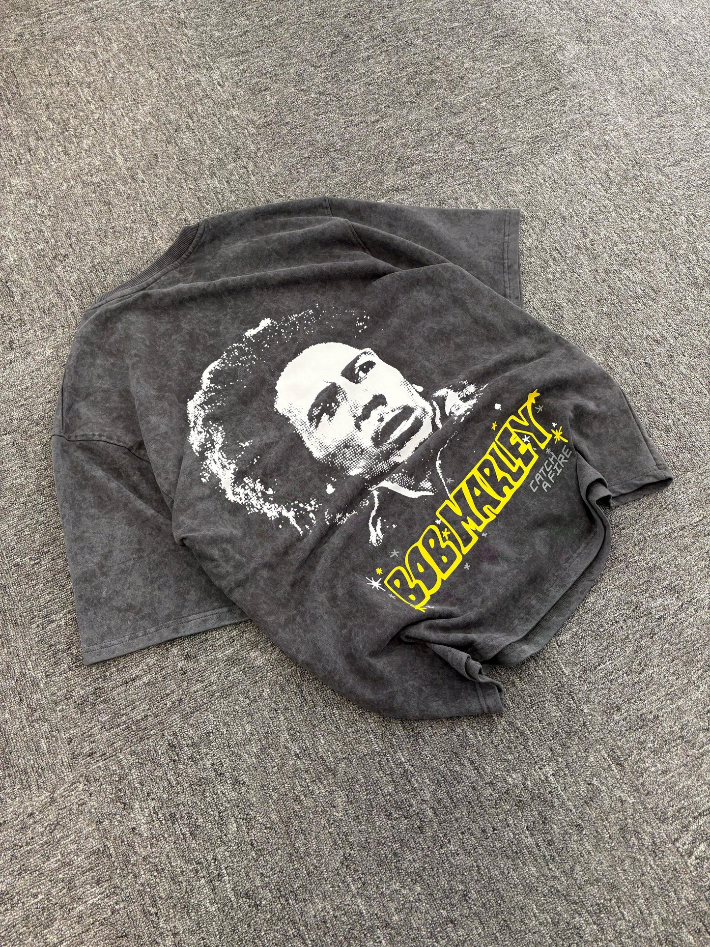 Bob marley acid wash oversized tee