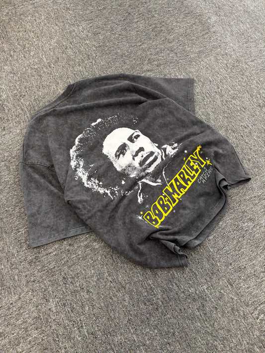 Bob marley acid wash oversized tee
