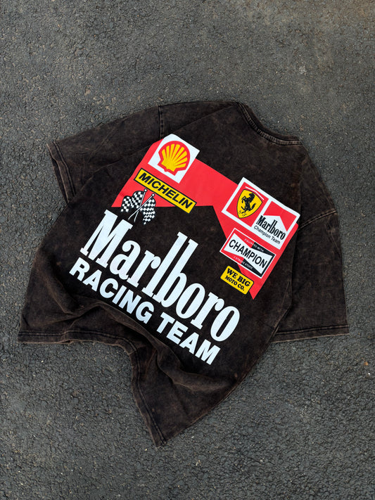 Racing team acid wash oversized tee