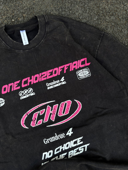 Cho acid wash black oversized tee