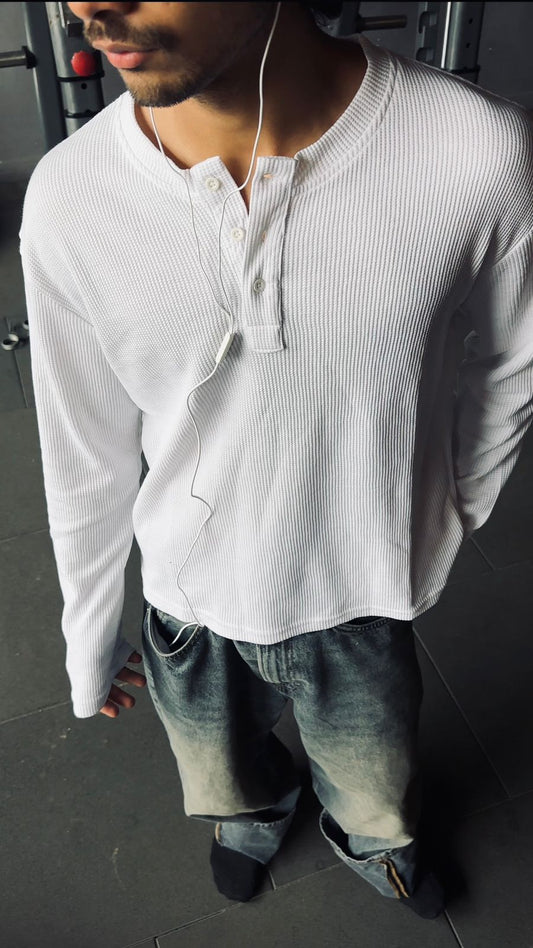 White Henley tee