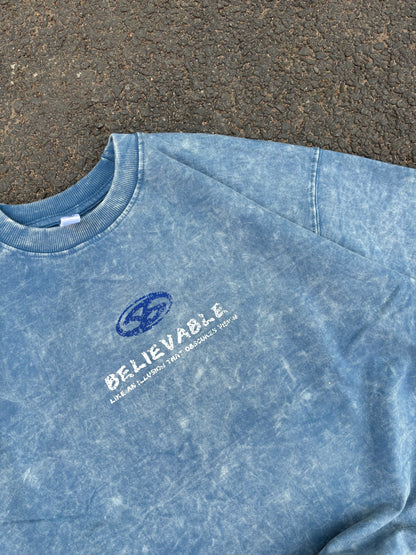 Believable blue acid wash oversized tee