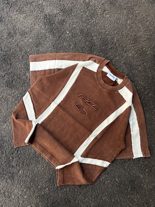 Face brown oversized tee